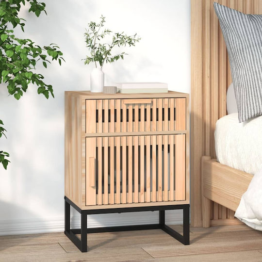 Ξύλινα Bedside Tables with Metallic Legs 2pcs Brown 40x30x55.5cm