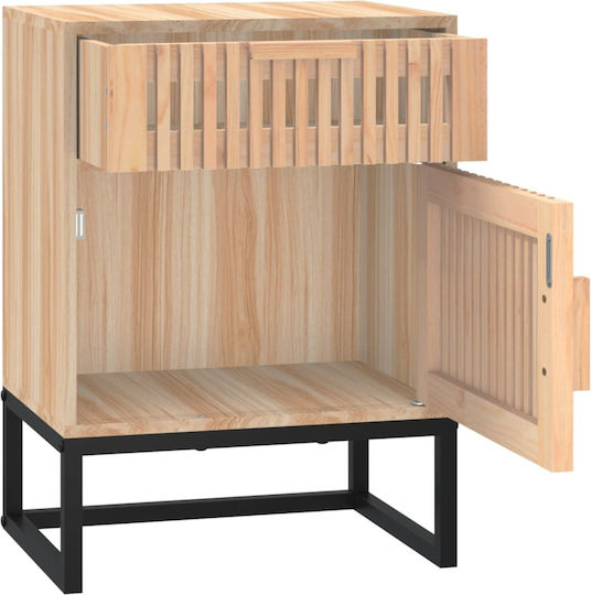 Ξύλινα Bedside Tables with Metallic Legs 2pcs Brown 40x30x55.5cm