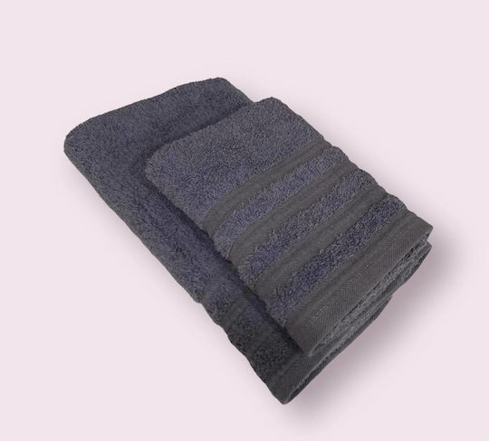 Decotelia Set of 12 Hotel Towels Face 90x50cm Grey Weight 500gsm