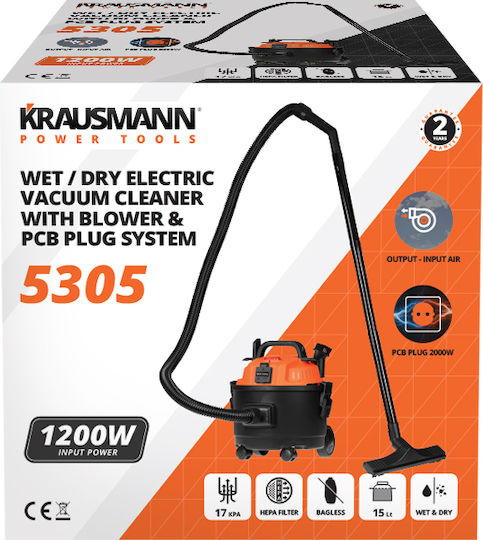 Krausmann Aspirator Lichide / Solide 1200W Recipient 15lt