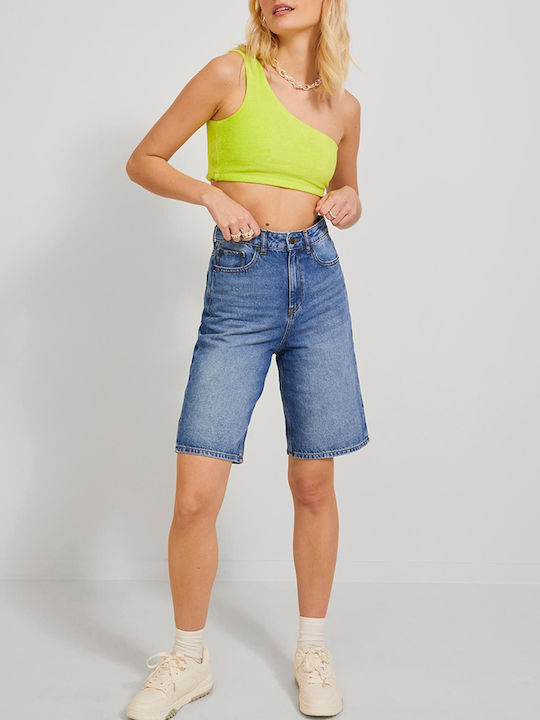 Women's Summer Crop Top Cotton with One Shoulder Green