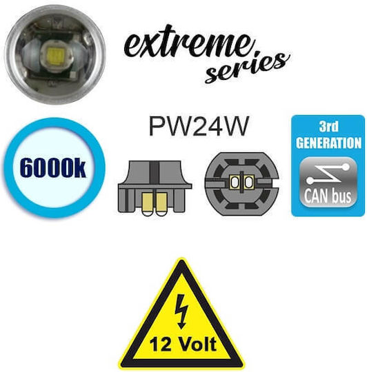 Carner Lamps Car PW24W / PWY24W Canbus LED 6000K Cold White 12V 8W 1pcs