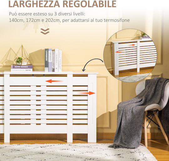 HomCom Κάλυμμα Καλοριφέρ από MDF Λευκό 140x19x82.5cm