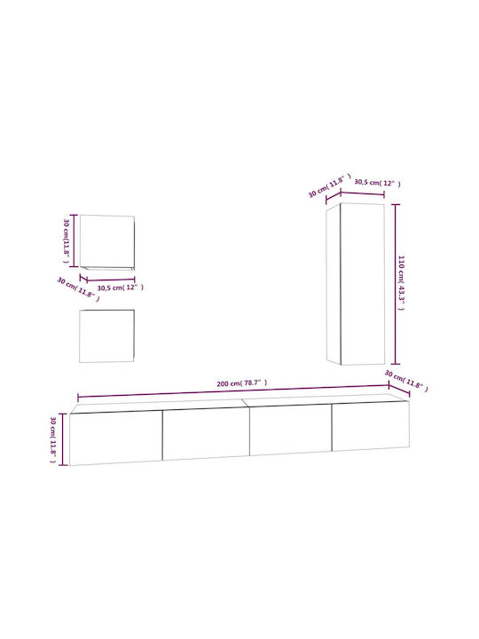 Living Room TV Unit Gray L100xW30cm