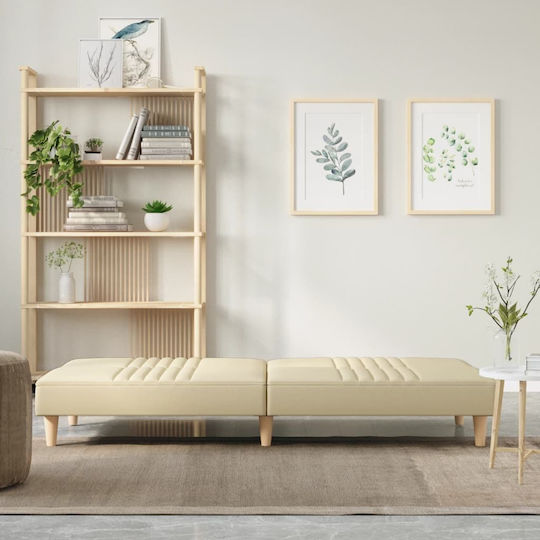 Three-Seater Couch Bed Cream 200x89x33 cm