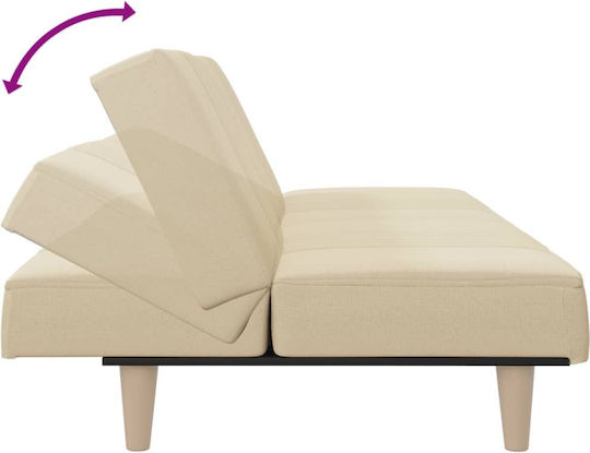 Three-Seater Couch Bed Cream 200x89x33 cm