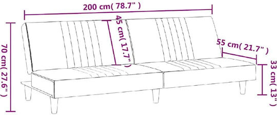 Three-Seater Couch Bed Cream 200x89x33 cm