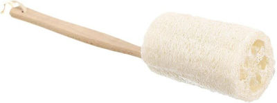 Exfoliating Natural Bath Sponge with Wooden Handle Beige