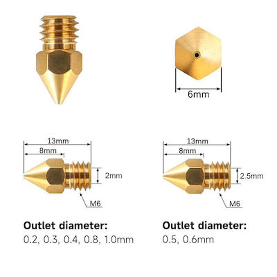 Creality3D MK8 Düsensatz (24 Stück) 2x0,2mm 2x0,3mm 12x0,4mm 2x0,4mm 2x0,5mm 2x0,6mm 2x0,6mm 2x0,8mm 2x1,0mm 4007010004