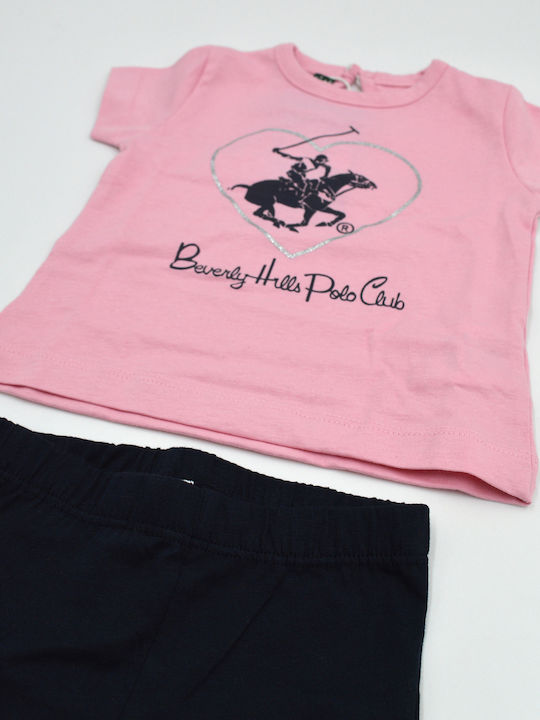 Beverly Hills Polo Club Kinder Set mit Shorts Sommer 2Stück Rosa