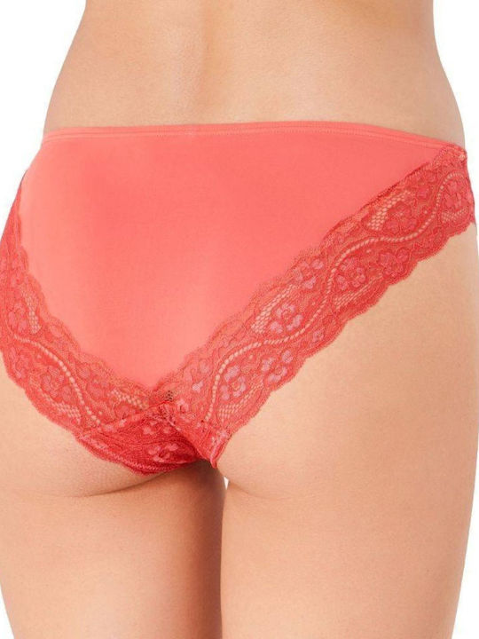 Triumph Lovely Micro Tai Damen Slip mit Spitze Orange