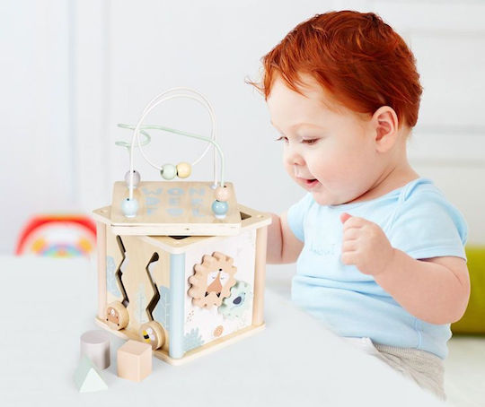 Ecotoys Куб за дейности Образователен куб от дърво за 24++ месеца