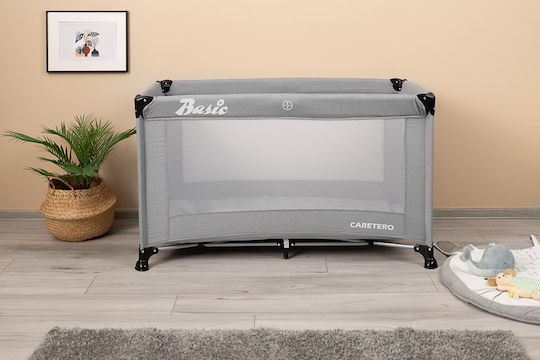 Caretero Basic Playpen with Mattress Gray 126x65cm