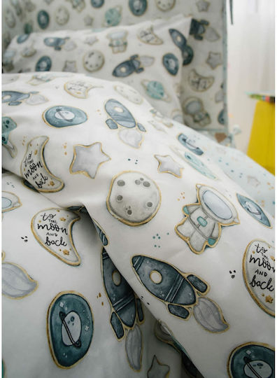 Vesta Home Baby Sheets Set Crib Cotton Blue 120x165cm 3pcs