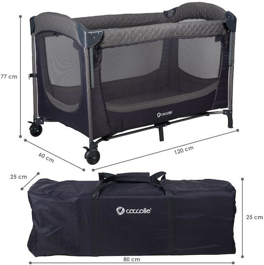 Coccolle Insieme Кошара за игра 2 Нива с Променяща се Повърхност & Матрак Greystone 120x60см