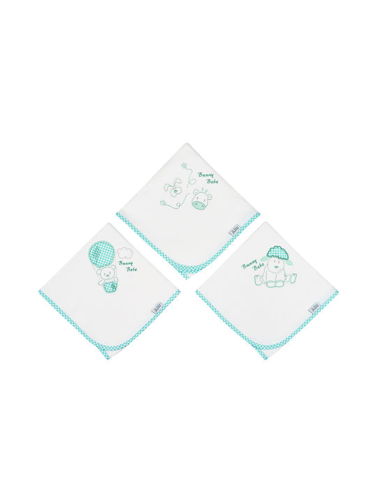 Bunny Bebe Cotton Swaddle Blanket Green 90x90cm