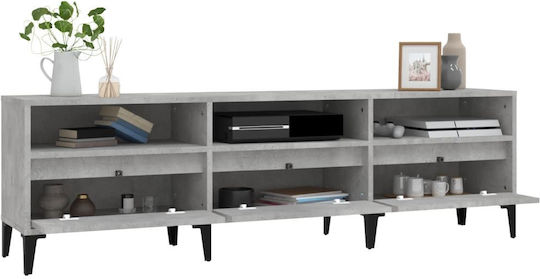 TV Stand made of Metal and Wood Grey 150x30x44.5cm