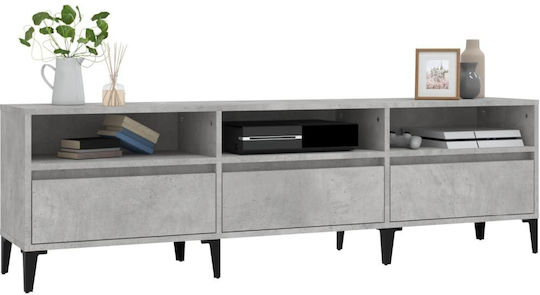 TV Stand made of Metal and Wood Grey 150x30x44.5cm