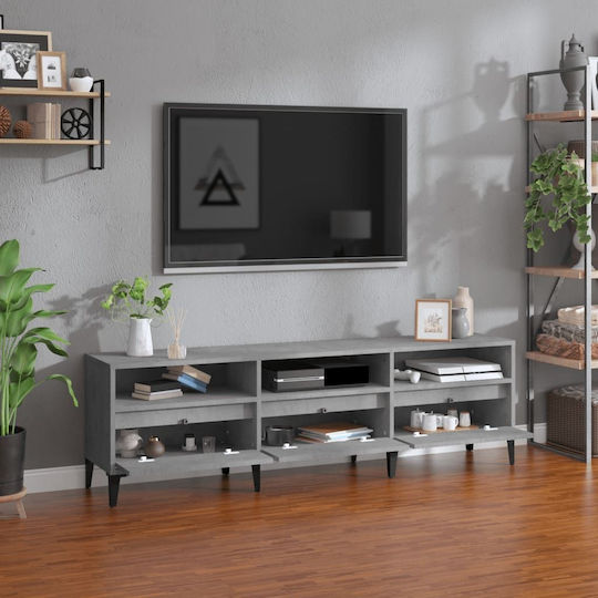 TV Stand made of Metal and Wood Grey 150x30x44.5cm