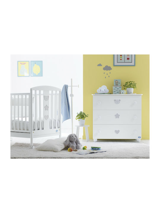 Birillo Baby Dresser with 3 Drawers White 94x50x92cm