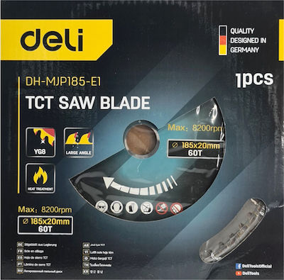 Deli DH-MJP185-E1 Disc de tăiere Lemn 185mm cu 60 dinți 1buc