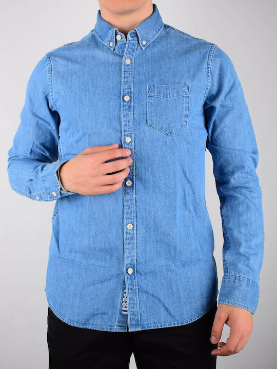 Scotch & Soda Men's Shirt Long Sleeve Denim Blue