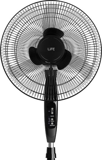 Life Boreas Ανεμιστήρας Ορθοστάτης 45W Διαμέτρου 40cm με Τηλεχειριστήριο Μαύρος
