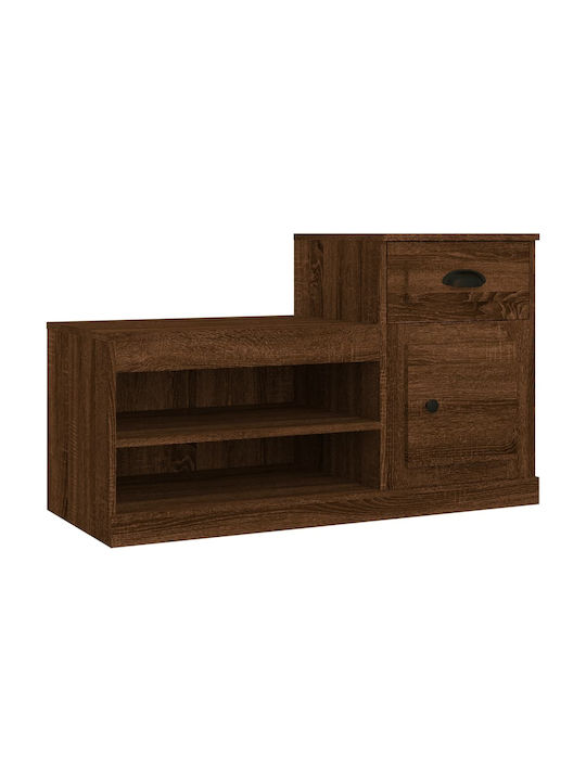 Wooden Shoe Organizer with 2 Shelves Brown Oak 100x42x60cm