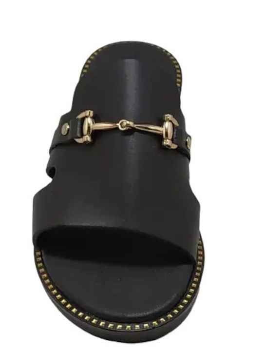 Women's Flat Sandals Black/Gold