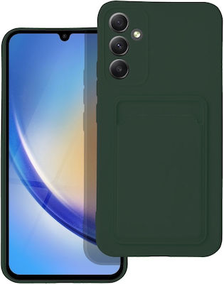 Forcell Silicone Back Cover with Credit Card Holder Green (Galaxy A34)