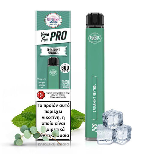 Dinner Lady Pro Електронна Цигара за Еднократна Употреба 600 Вдишвания Spearmint Menthol 2мл 20мг Кафяв