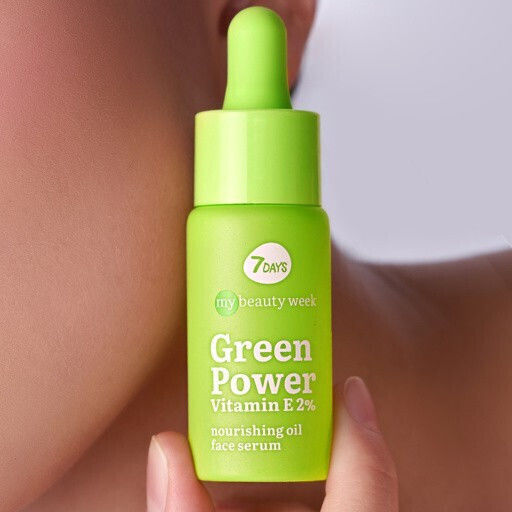 7DAYS Green Power Vitamin Beruhigend & Anti-Aging Serum Gesicht mit Vitamin E & Peptide für Entgiftung & Nahrung 20ml