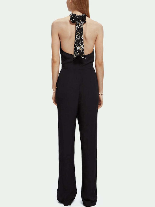 Scotch & Soda Kontrast Schleife Jumpsuit Ολόσωμη Φόρμα Μαύρη