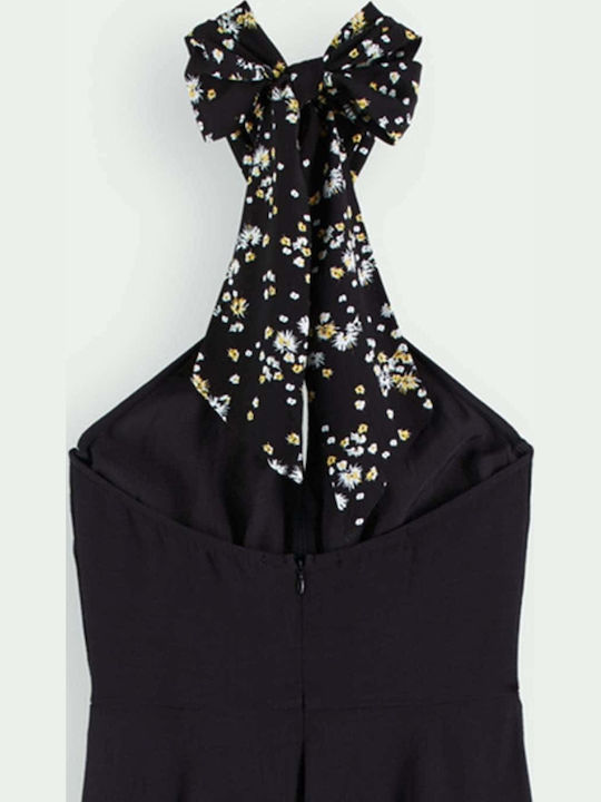 Contrast Bow Jumpsuit Женска Без ръкави Цялостна Форма Черен