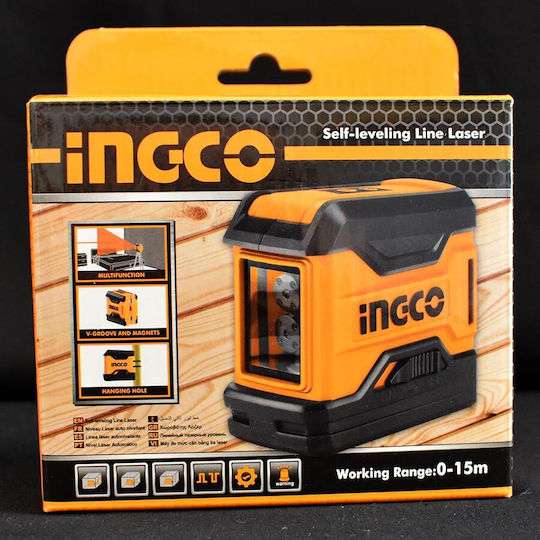Ingco Linear Laser Level Red Beam 1.5V with Working Range 15m