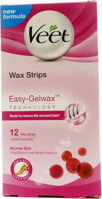 Veet Easy Gelwax Body & Legs Normal Skin 12τμχ