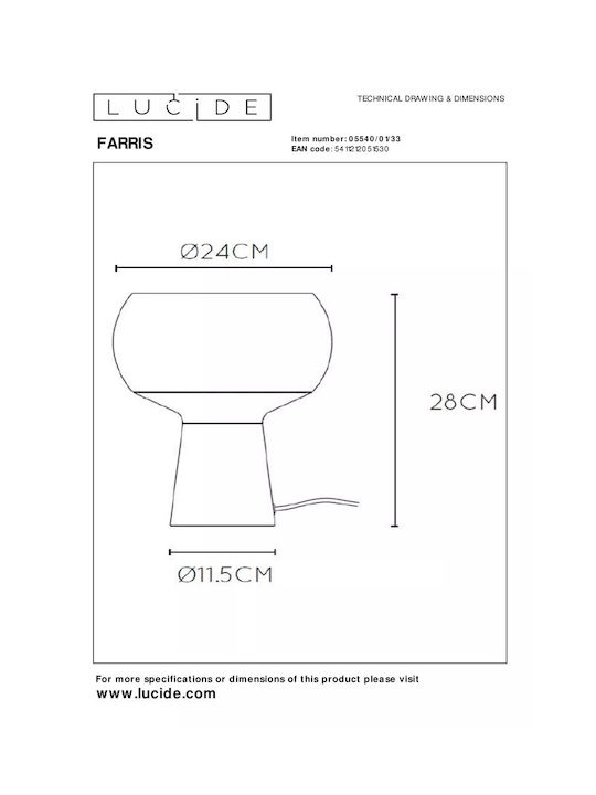 Lucide Lightning Farris Table Decorative Lamp with Socket for Bulb E27 Green