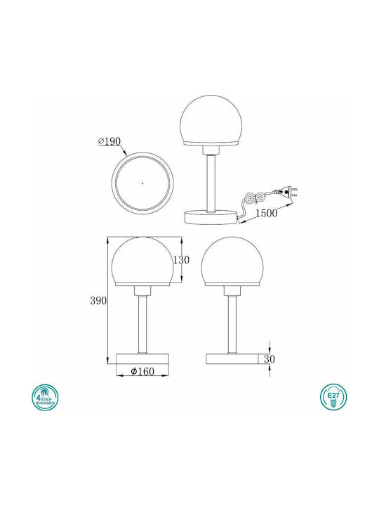 Trio Lighting Joost II Metal Table Lamp for Socket E27 with White Shade and Silver Base