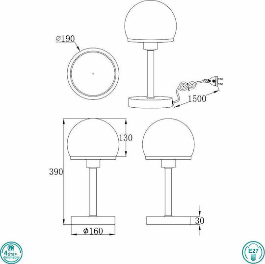 Trio Lighting Joost II Μεταλλικό Πορτατίφ για Ντουί E27 με Λευκό Καπέλο και Ασημί Βάση