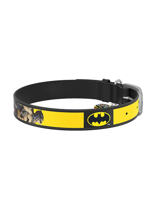 WauDog Batman 2 Dog Collar Leather In Yellow Colour 37 - 48cm