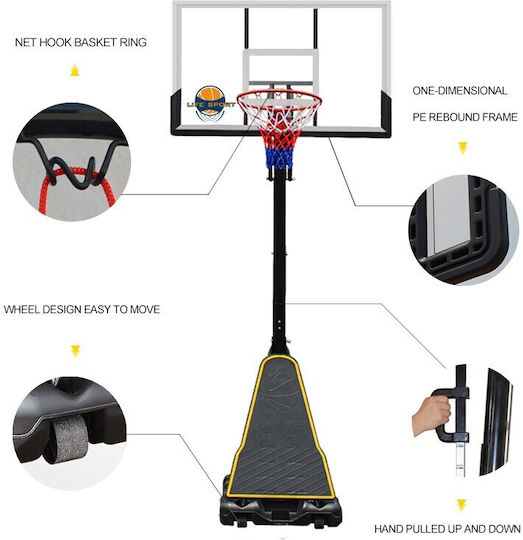 Life Sport S024 Baskelball Hoop cu suport și înălțime ajustabilă 230-305buc