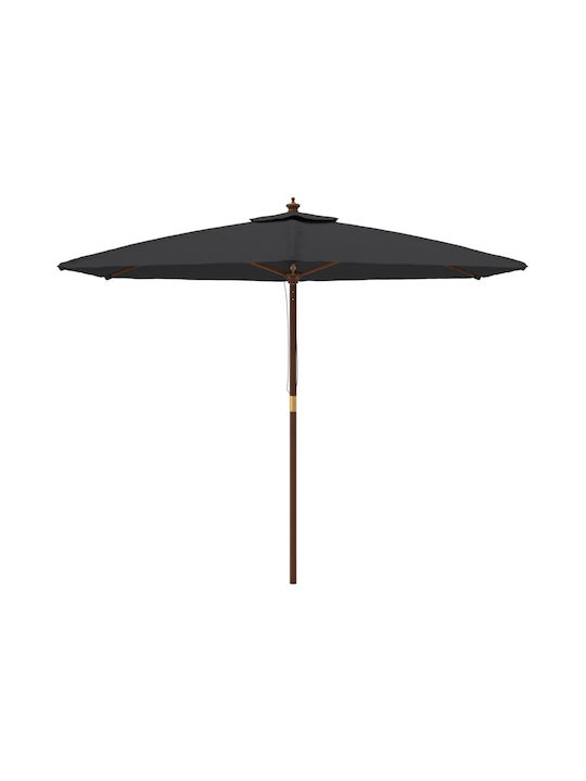 Round Wooden Black Garden & Terrace Parasol Φ2.99xH2.4m