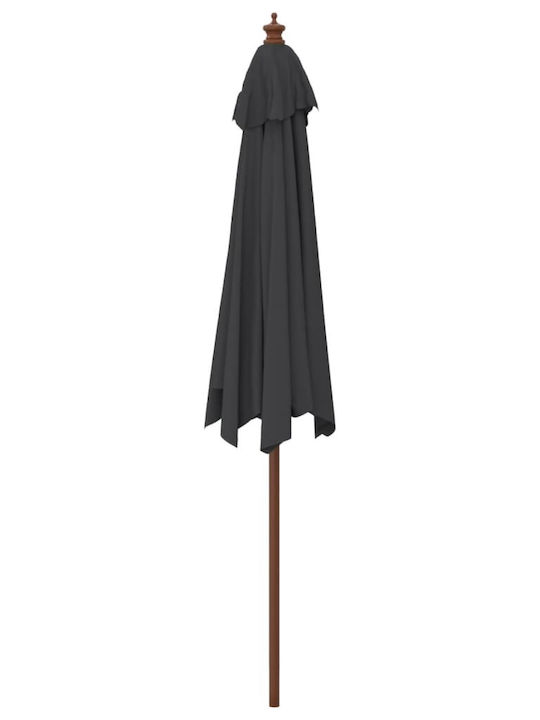Round Wooden Black Garden & Terrace Parasol Φ2.99xH2.4m