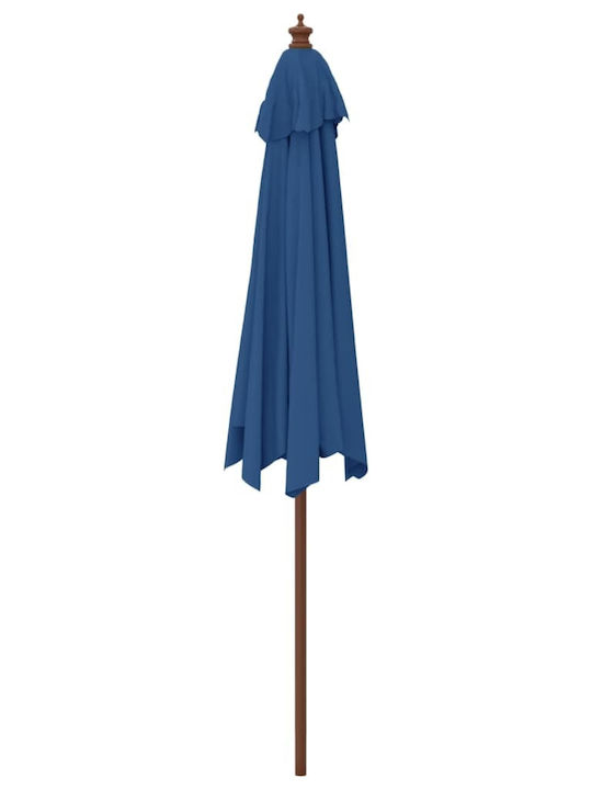 Garten & Terrassen Sonnenschirm Bodenständer Rund Holz Blau 2.99x2.4m 363174