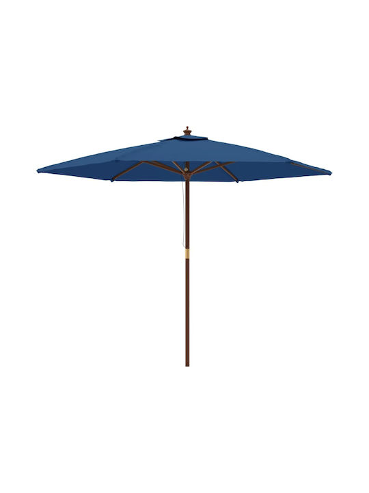 Garten & Terrassen Sonnenschirm Bodenständer Rund Holz Blau 2.99x2.4m 363174
