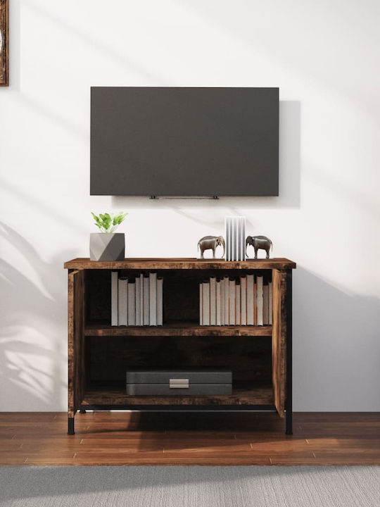 TV-Ständer aus Metall & geräucherter Eichenholz M60xT35xH45cm