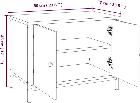 TV Stand Made of Metal & Smoked Oak Wood L60xW35xH45cm