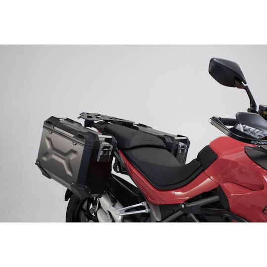 SW-Motech Trax Adv Σετ Πλαϊνές Βαλίτσες Μοτοσυκλέτας Αλουμινίου 37lt σε Μαύρο Χρώμα