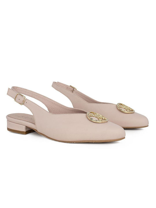 Castor Anatomic Leder Pumps mit Riemchen & flacher Absatz Beige