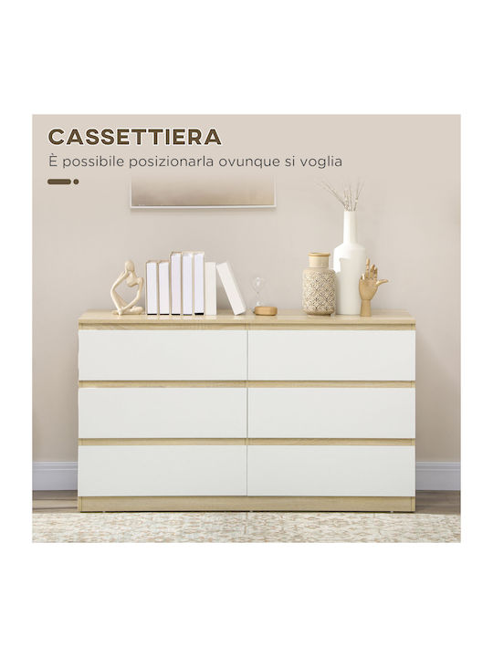 Wooden Chest of Drawers with 6 Drawers 135x48x77cm